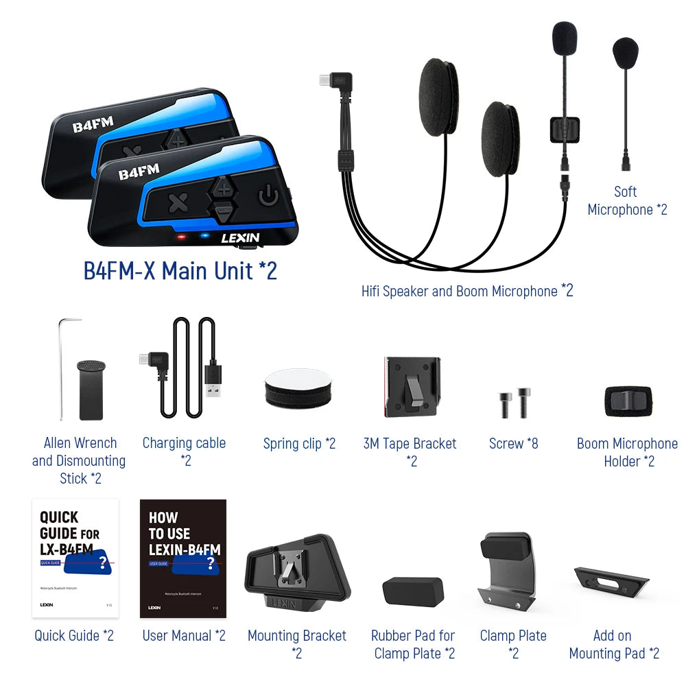 Motorcycle Bluetooth Headset - Lexin B4FM – Luxe Vision Shields